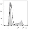 HEK293T cells transiently transfected with pcDNA3.1 plasmid encoding Mouse IL-1 gene are stained with APC Anti-Mouse IL-1 Antibody(filled gray histogram) or APC Rat IgG2b, κ lsotype Control(empty black histogram).