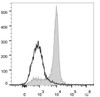 C57BL/6 murine bone marrow cells are stained with PE/Cyanine7 Anti-Mouse CD51 Antibody(filled gray histogram). Unstained bone marrow cells(empty black histogram) are used as control.