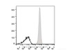 Human peripheral blood lymphocytes are stained with Anti-Human CD45 Monoclonal Antibody(APC Conjugated)(filled gray histogram). Unstained lymphocytes (empty black histogram) are used as control.