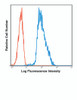 Human peripheral blood monocytes were stained with FITC 3.9 with relevant isotype control in Red.