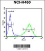 Flow cytometric analysis of NCI-H460 cells (right histogram) compared to a negative control cell (left histogram) .FITC-conjugated goat-anti-rabbit secondary antibodies were used for the analysis.