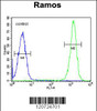 Flow cytometric analysis of Ramos cells (right histogram) compared to a negative control cell (left histogram) .FITC-conjugated goat-anti-rabbit secondary antibodies were used for the analysis.