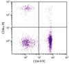 Chicken peripheral blood mononuclear cells were stained with Mouse Anti-Chicken CD8?-PE (Cat. No. 99-215) and Mouse Anti-Chicken CD4-FITC .