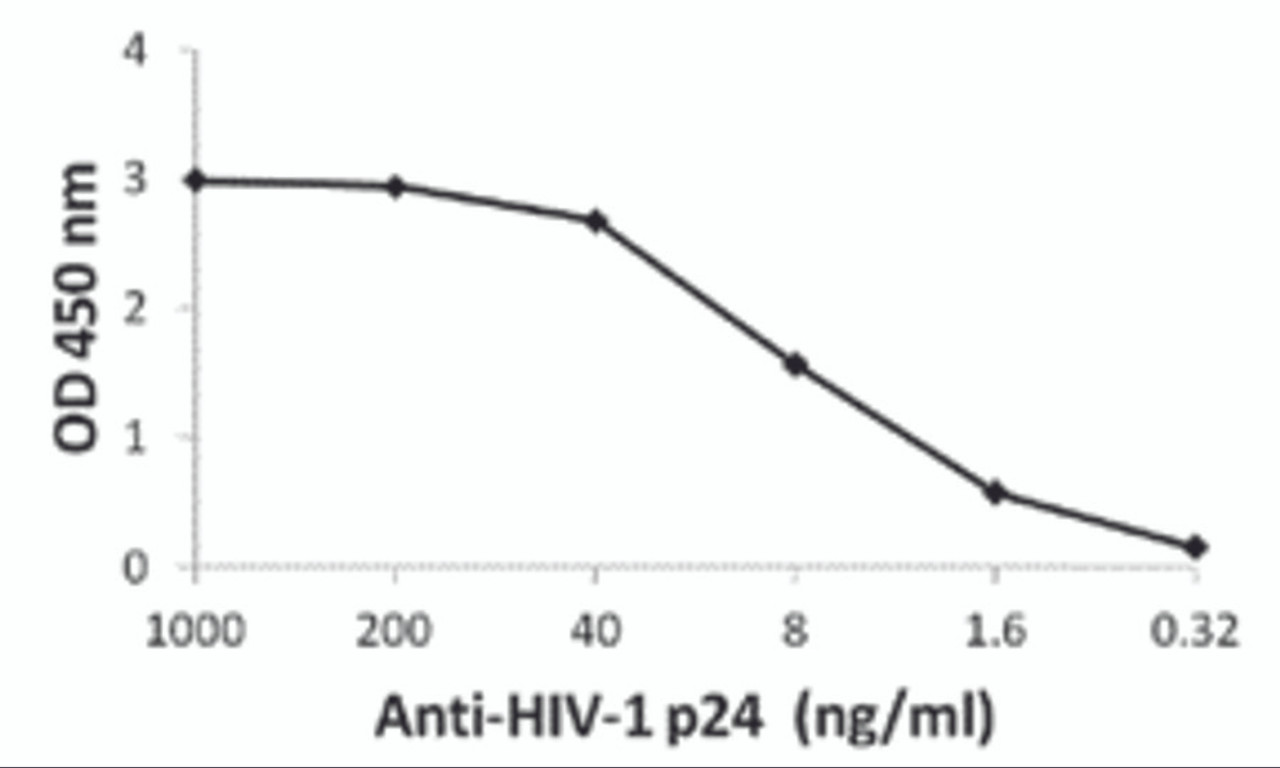 Titration ELISA of anti-HIV-1 p24 antibody PM-6585 with 100 ng of recombinant HIV-1 p24 protein.