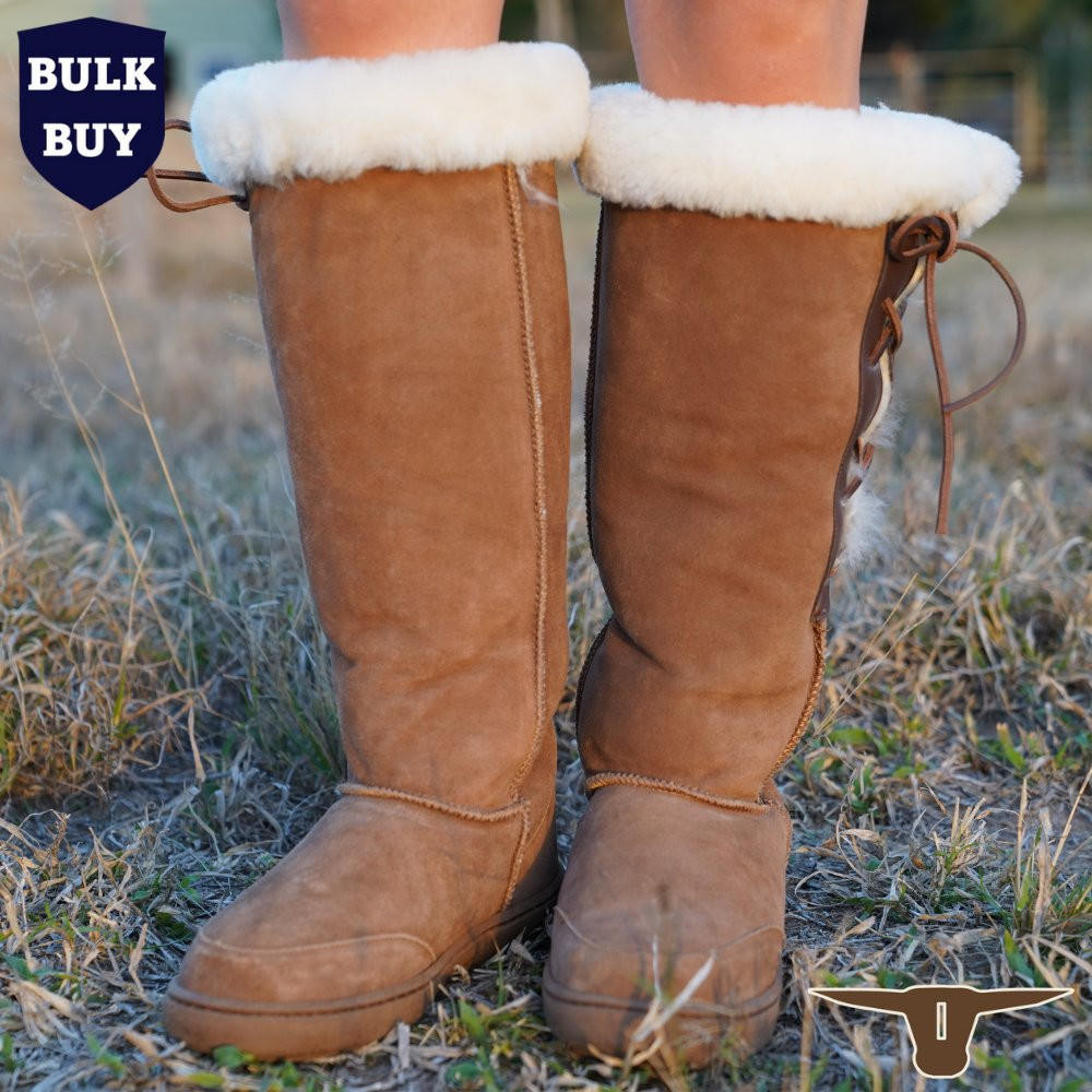 Born Out Here Lace up Sheepskin Ugg Boots Light Brown BLLUB7004)
