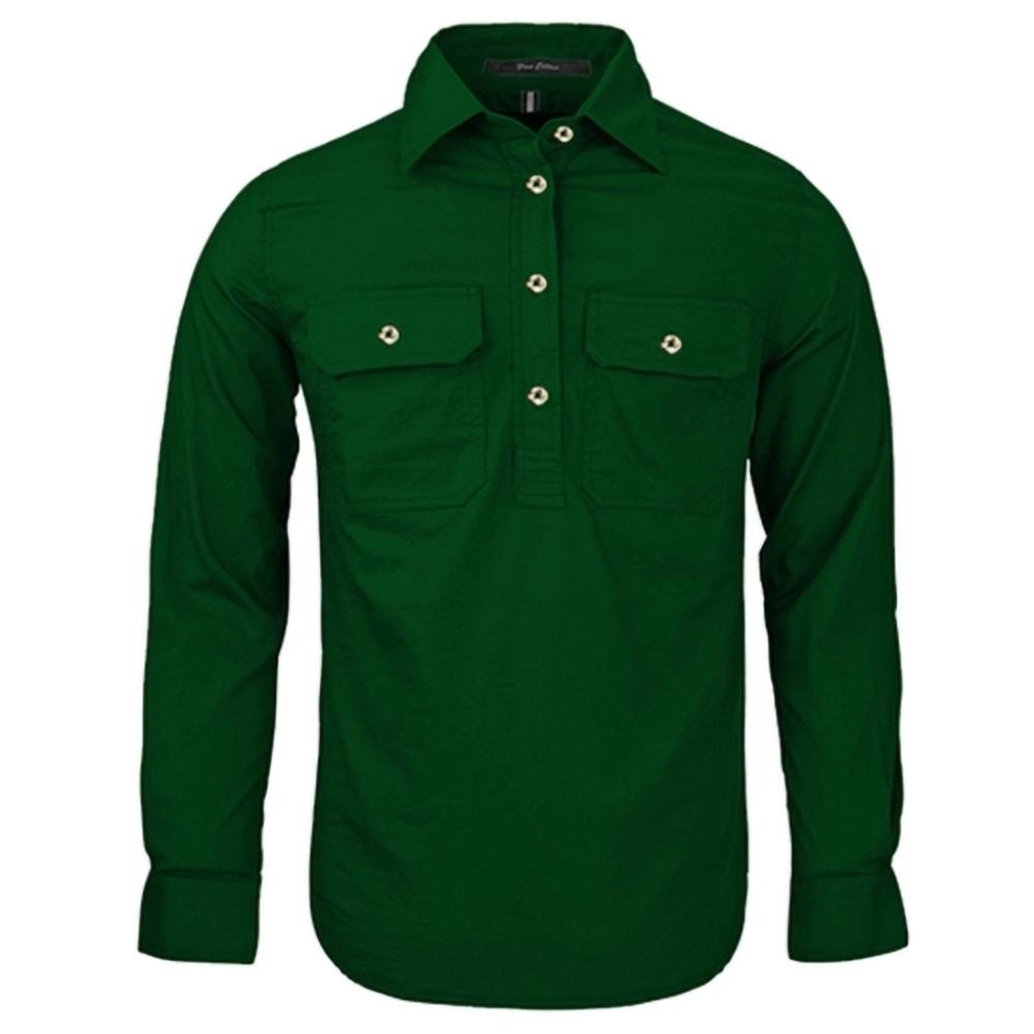 FREE EMBROIDERY - Ladies Bottle Green CLOSED FRONT Shirt buy 20