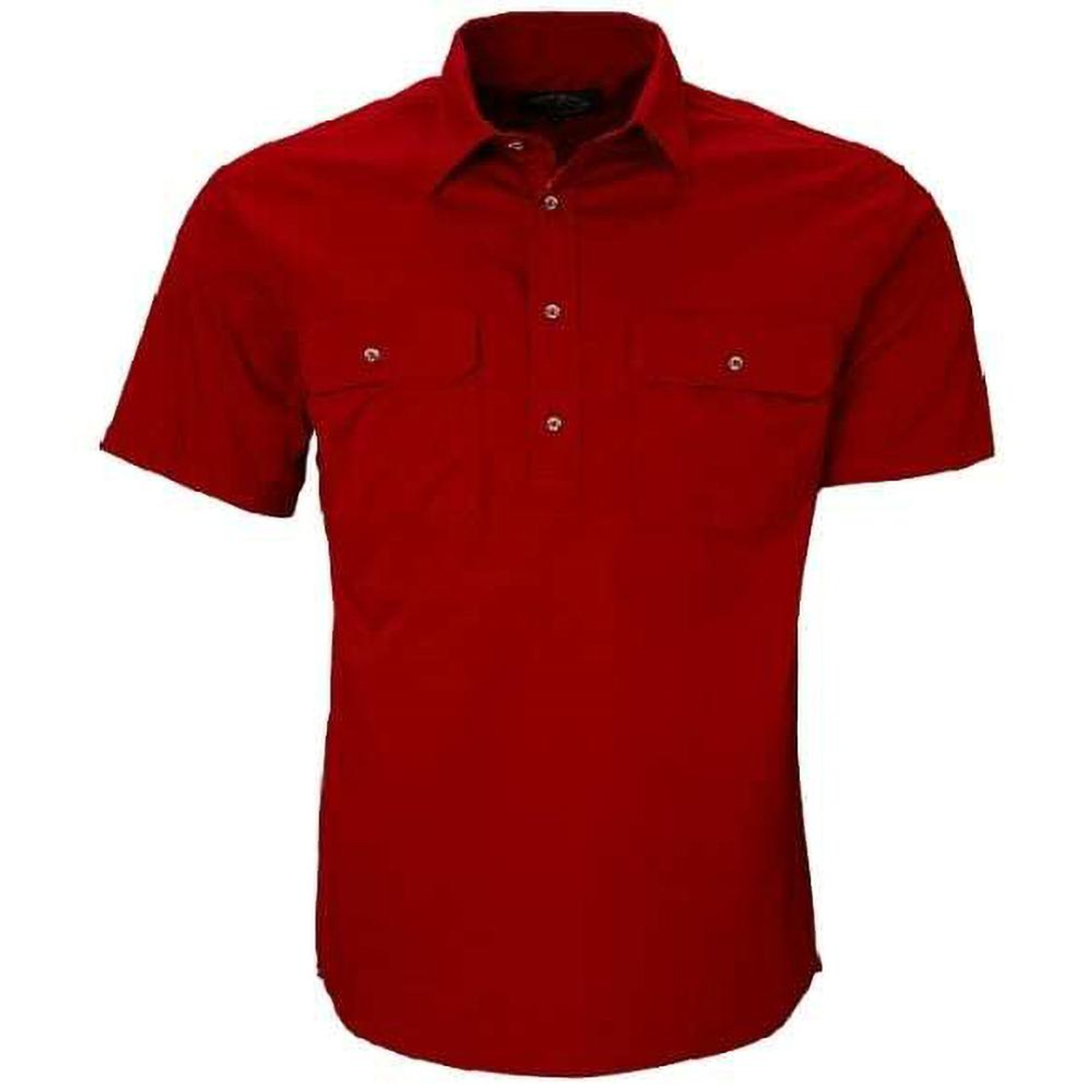 Ritemate RM200CFS Pilbara Mens Closed Front Short Sleeve Shirt in Red Bulk Deal, Buy 4 for dollar44.95 Each