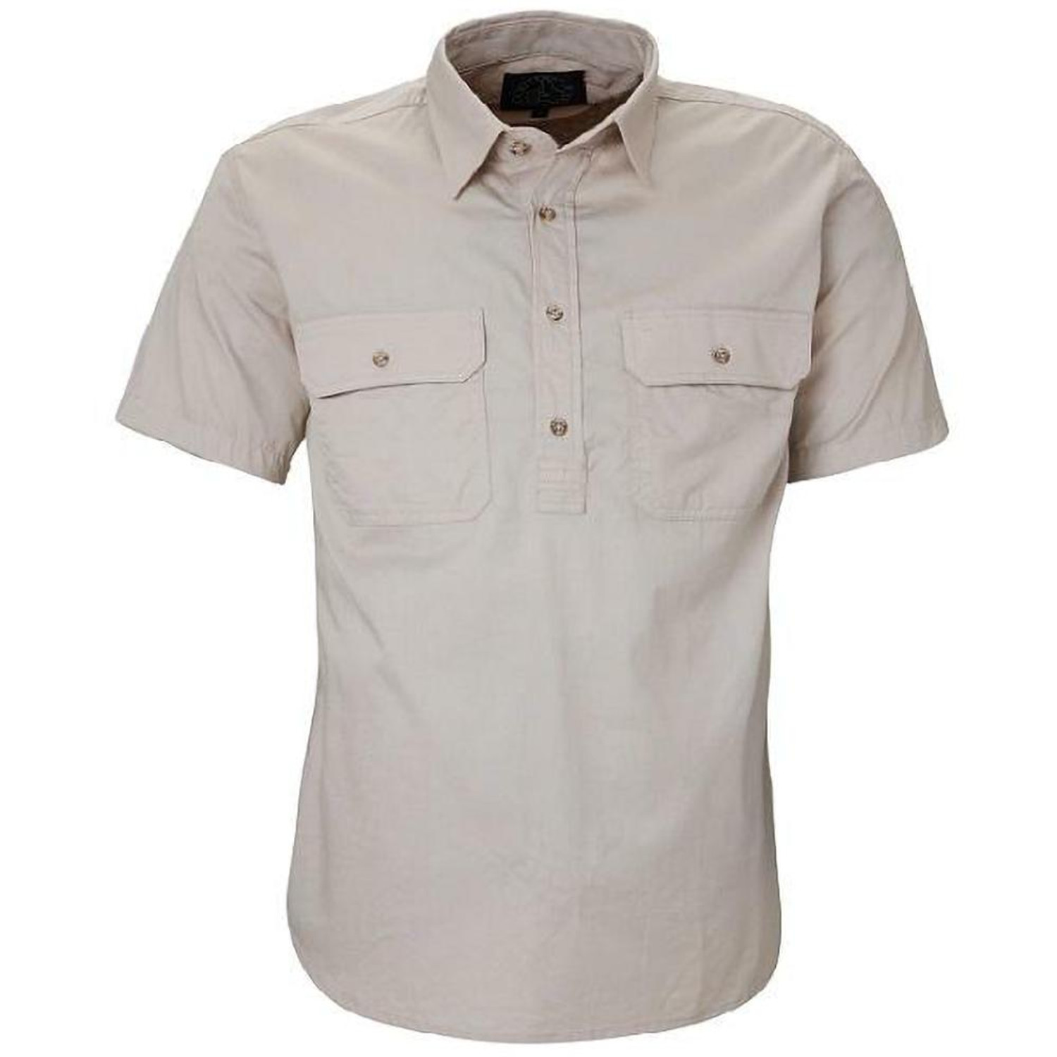 Ritemate RM200CFS Pilbara Mens Closed Front Short Sleeve Shirt in Stone Bulk Deal, Buy 4 for dollar44.95 Each