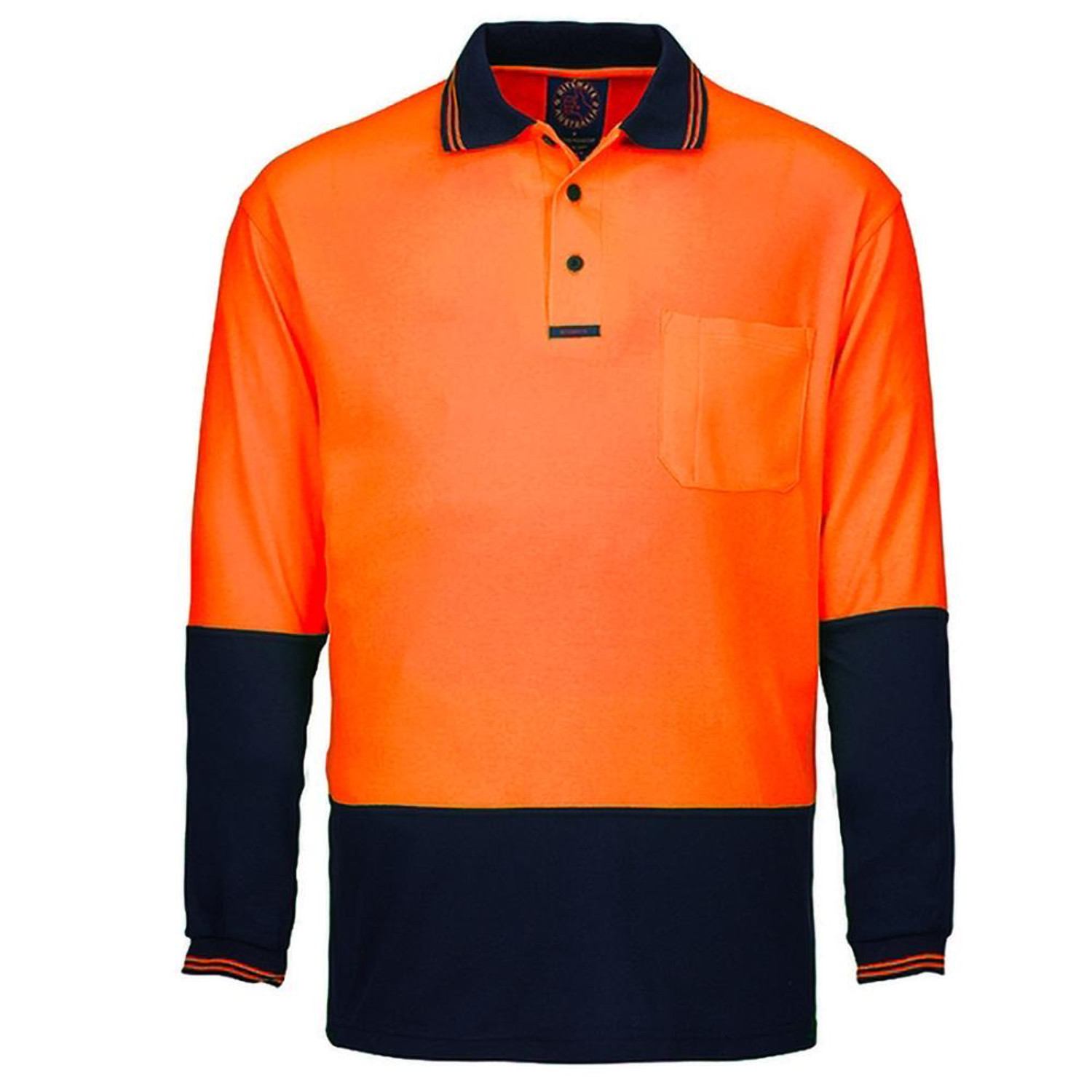 Ritemate RM2346 Hi Vis Long Sleeve Polo Shirt in Orange/Navy Bulk Buy Deal, Buy 4 or more RM2346 Shirts for dollar44.95 Each