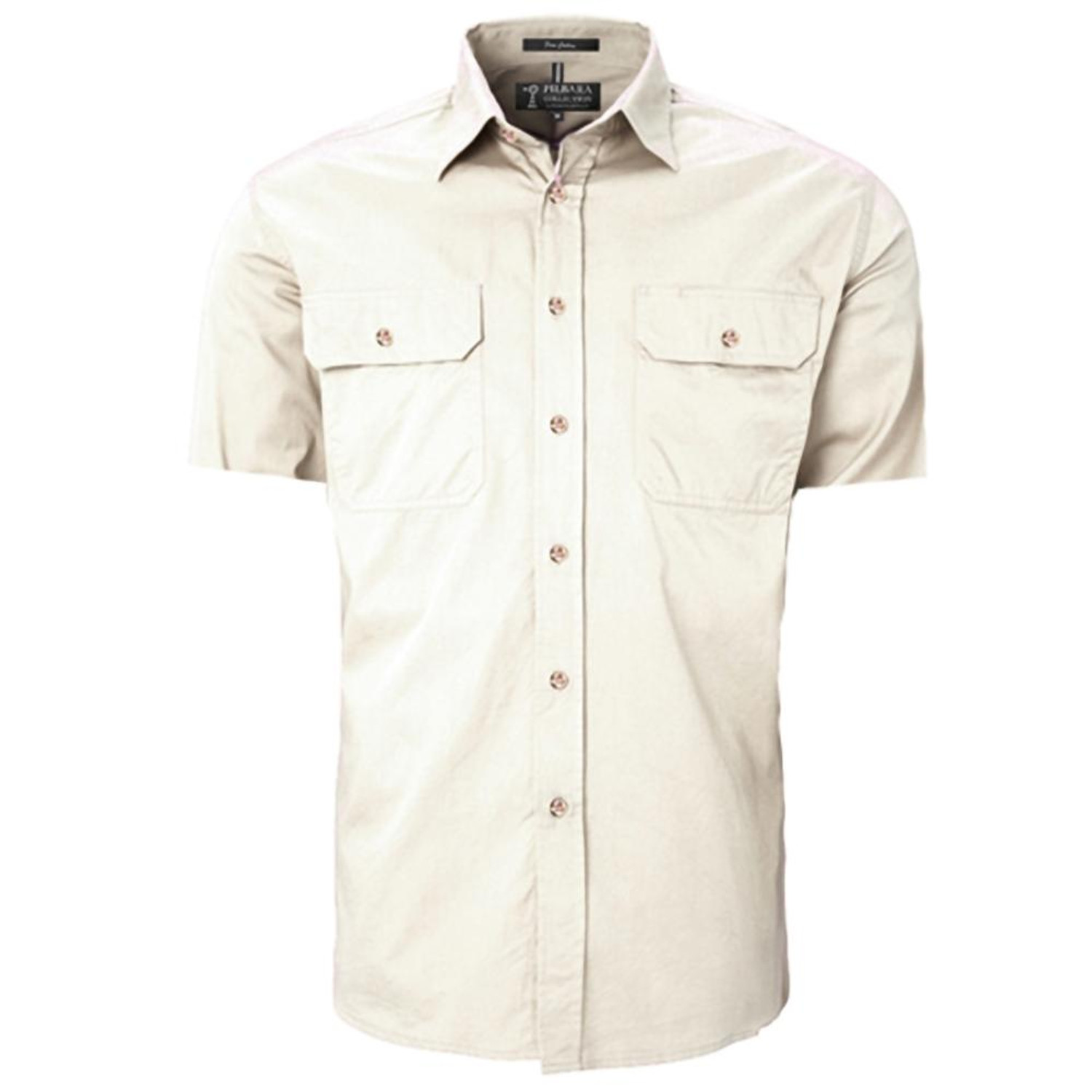 Ritemate RM500BTS Pilbara Mens Open Front Short Sleeve Shirt in Stone Bulk Deal, Buy 4 for dollar44.95 Each