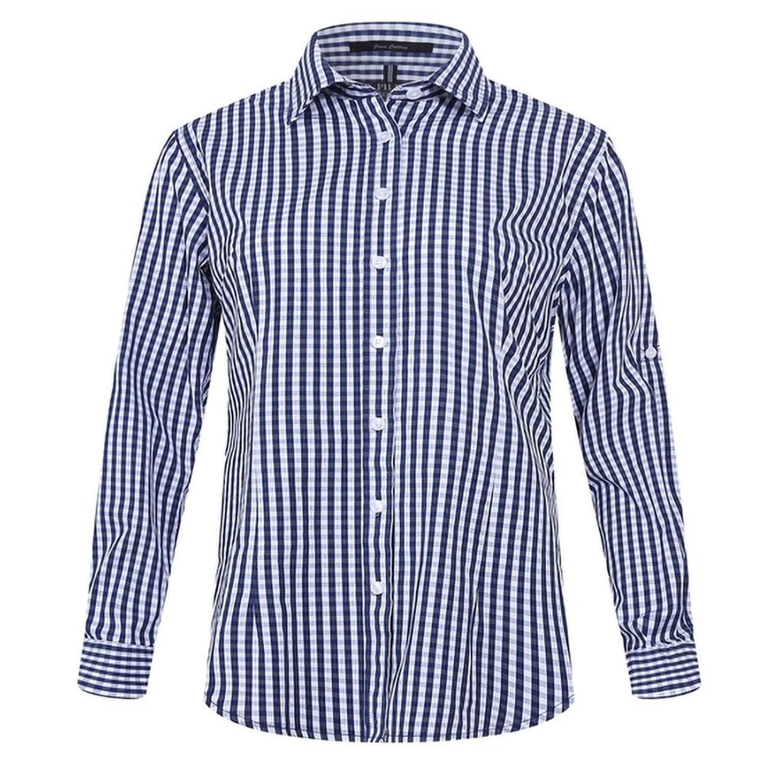 Ritemate RMPC003 Ladies Longsleeve Check Shirt Navy/White Check Bulk Deal, Buy 4 for dollar64.95 Each