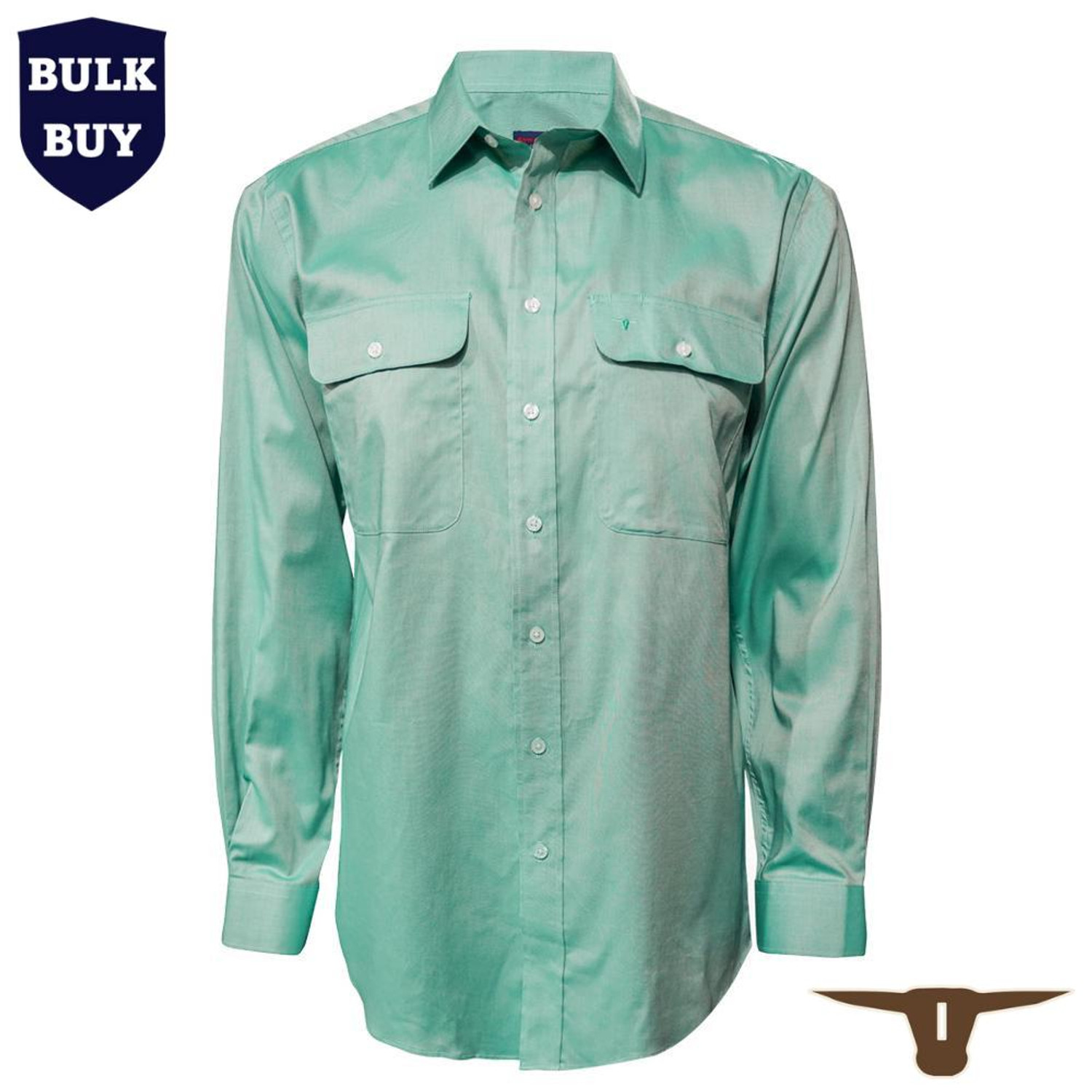  Born Out Here Mens Long Sleeve Open Front Shirt in Emerald 160952-5 (Bulk Deal Buy 4+ for $89.95 each) 