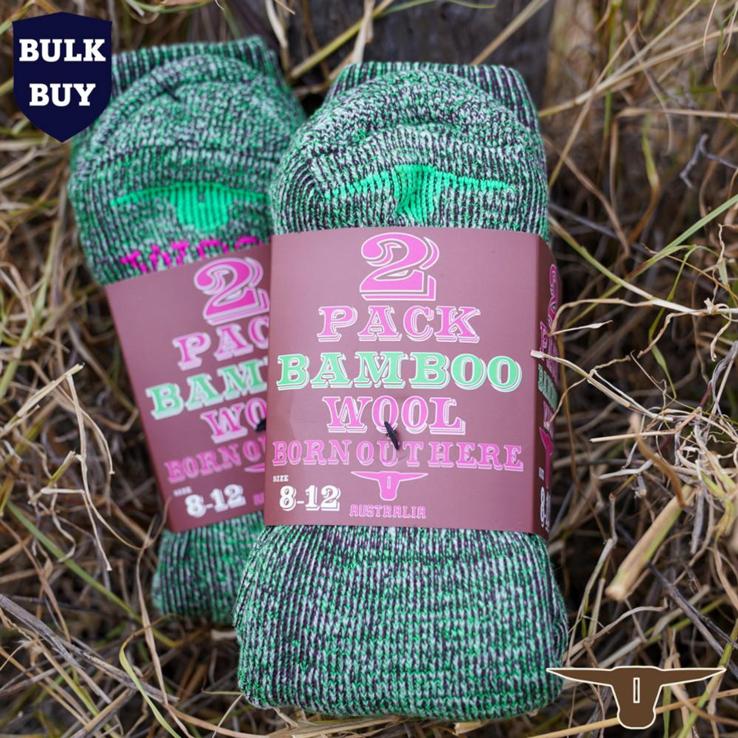 Born Out Here 2 Pack Bamboo Wool Socks (Bulk Deal Buy 4+ for $29.95 each) 