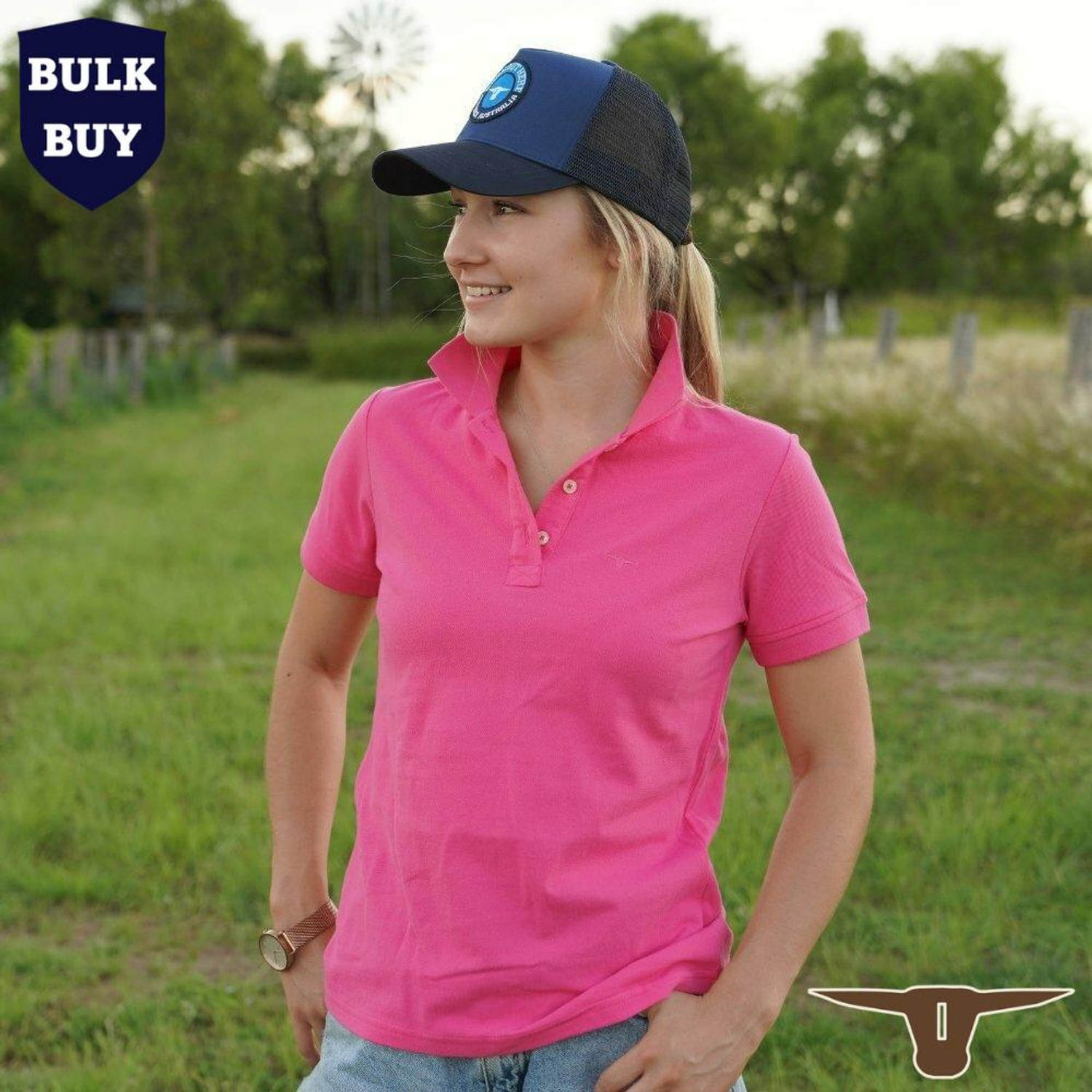  Born Out Here BLP7001 Ladies Short Sleeve Polo Shirt in Rose (Bulk Deal, Buy 4+ Save $10 each!) 