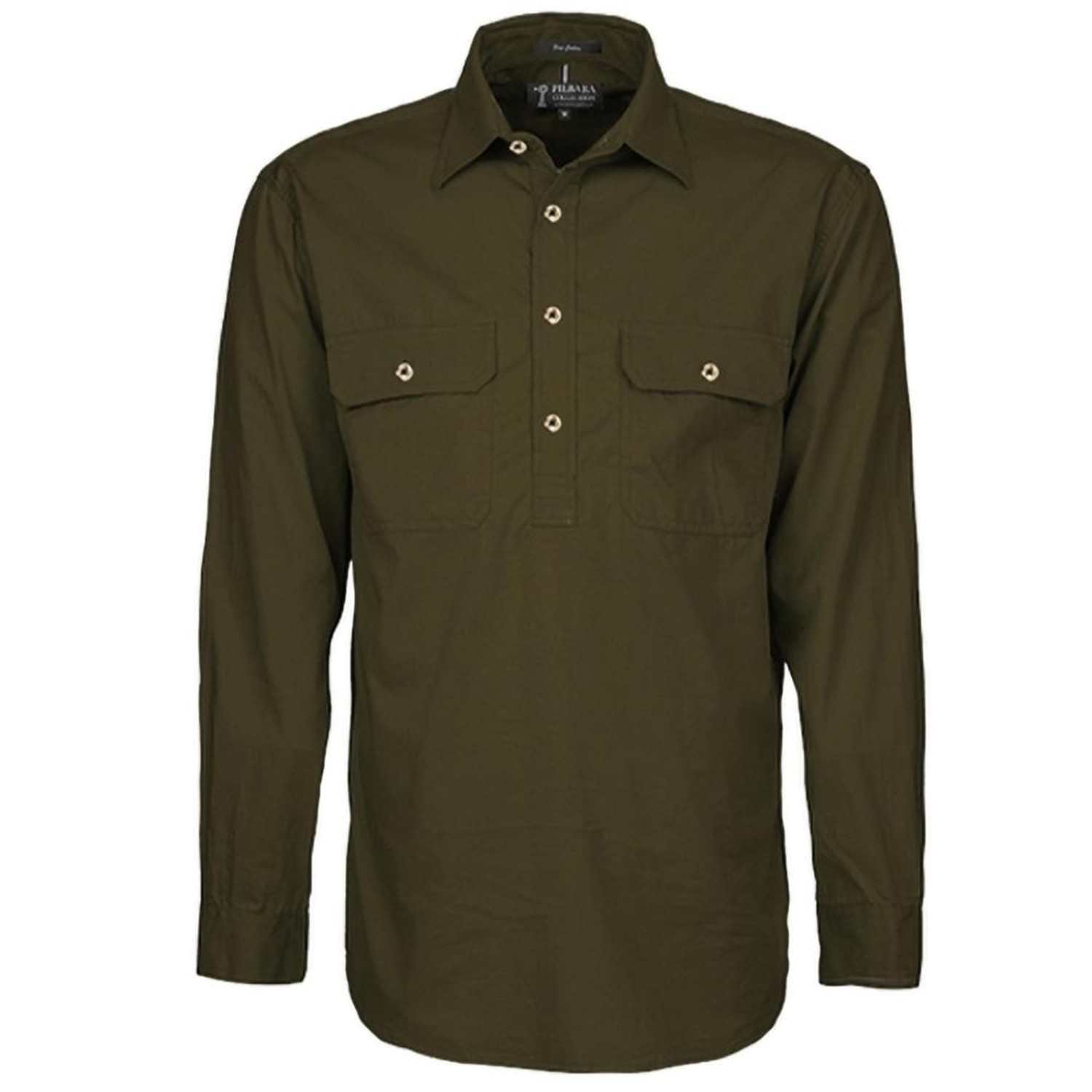 FREE EMBROIDERY - Mens Olive CLOSED FRONT Shirt buy 20