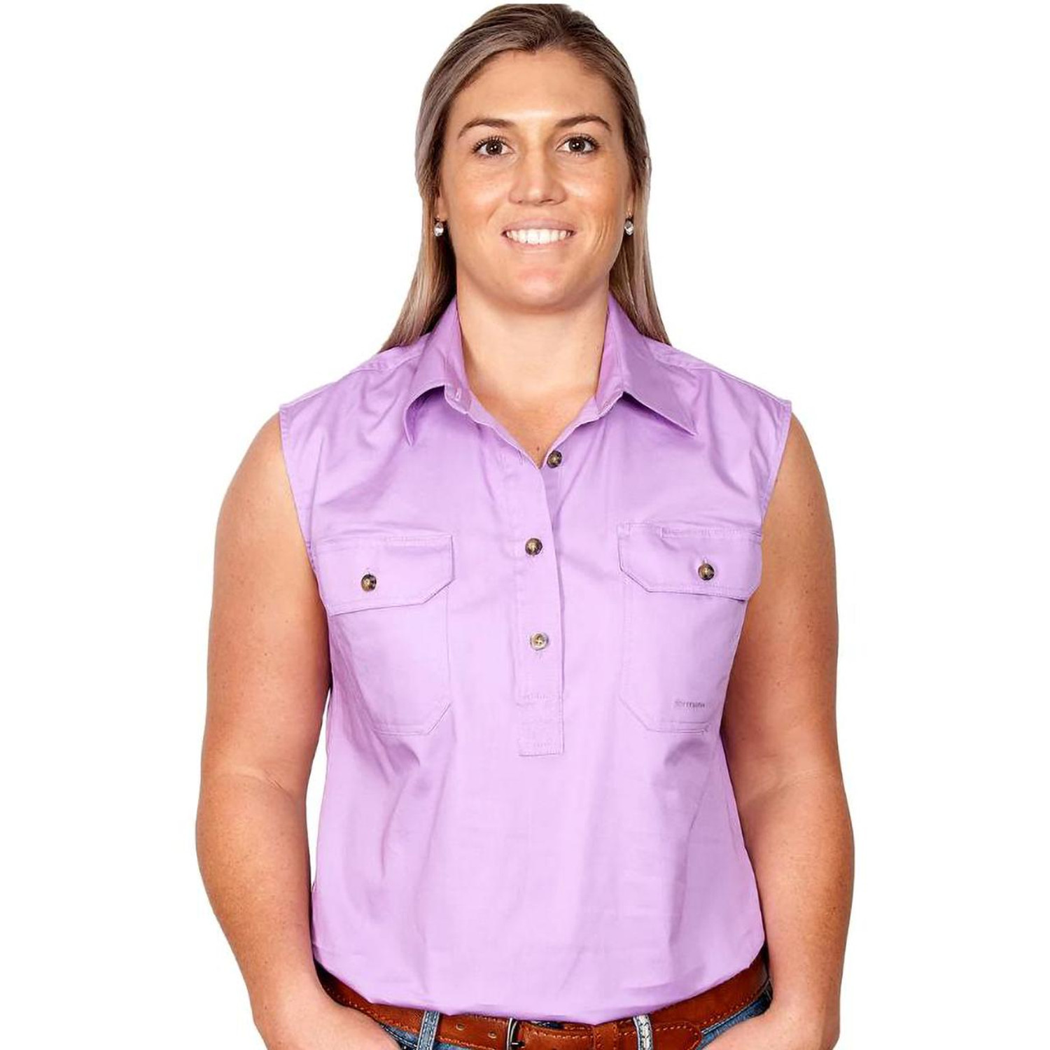  Just Country 50503 Ladies Kerry Closed Front Sleeveless Shirt  in Orchid(Bulk Buy Deal, Buy 4 or more Just Country Adults Shirts for $44.95 Each!) 
