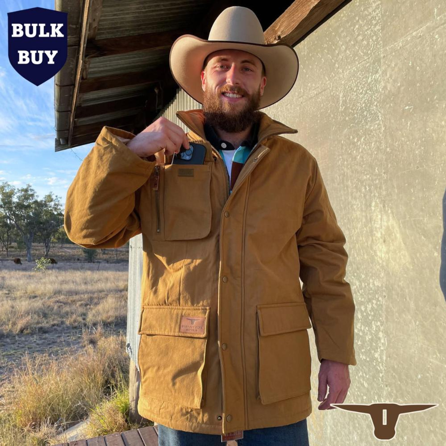 Born Out Here Canvas/Sherpa Lined Jacket BCSJ300 in Whiskey (Buy 4 only $239.95)