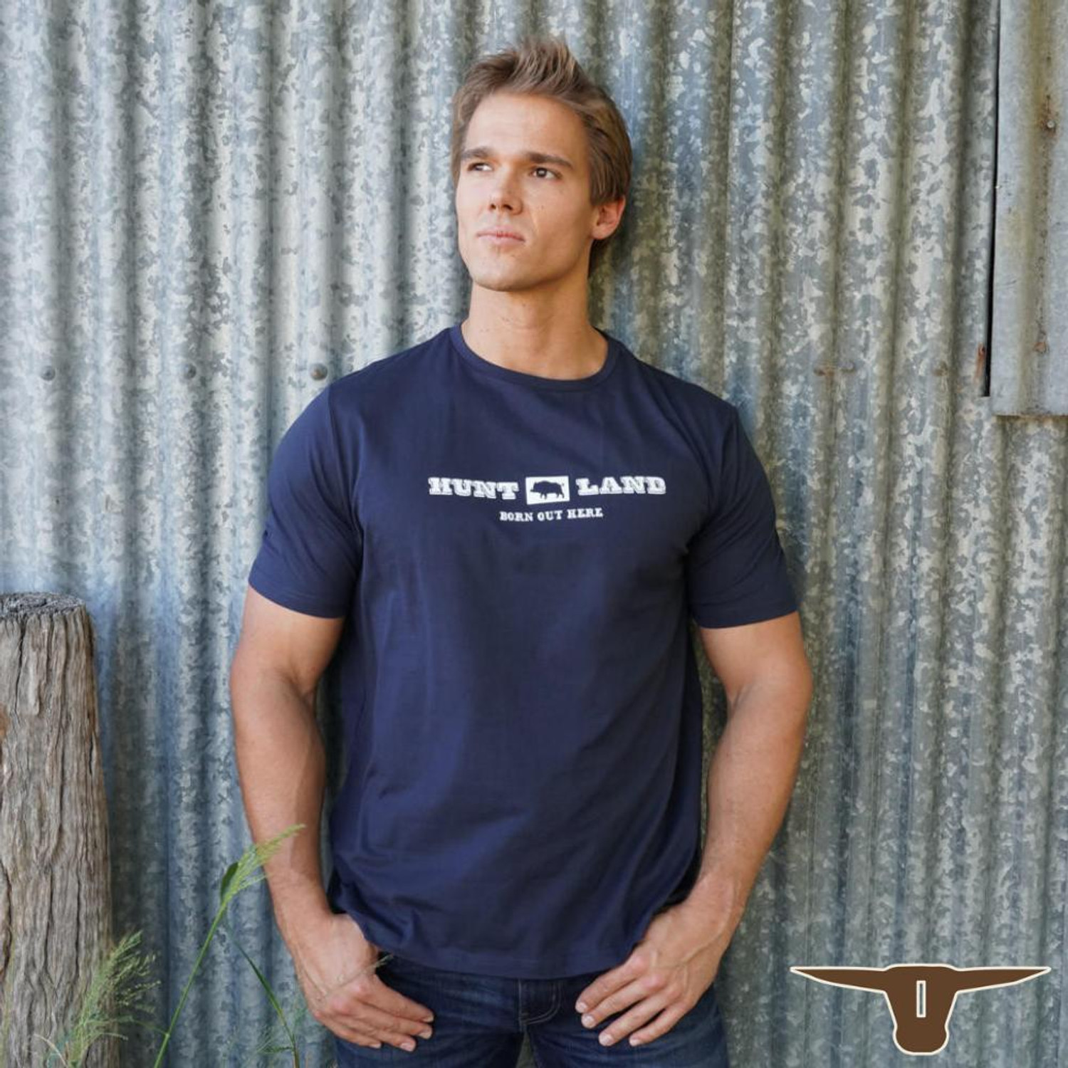  Born Out Here BMPT5 Hunt Land T-Shirt in Navy (Buy 4 or more for $39.95 each) 