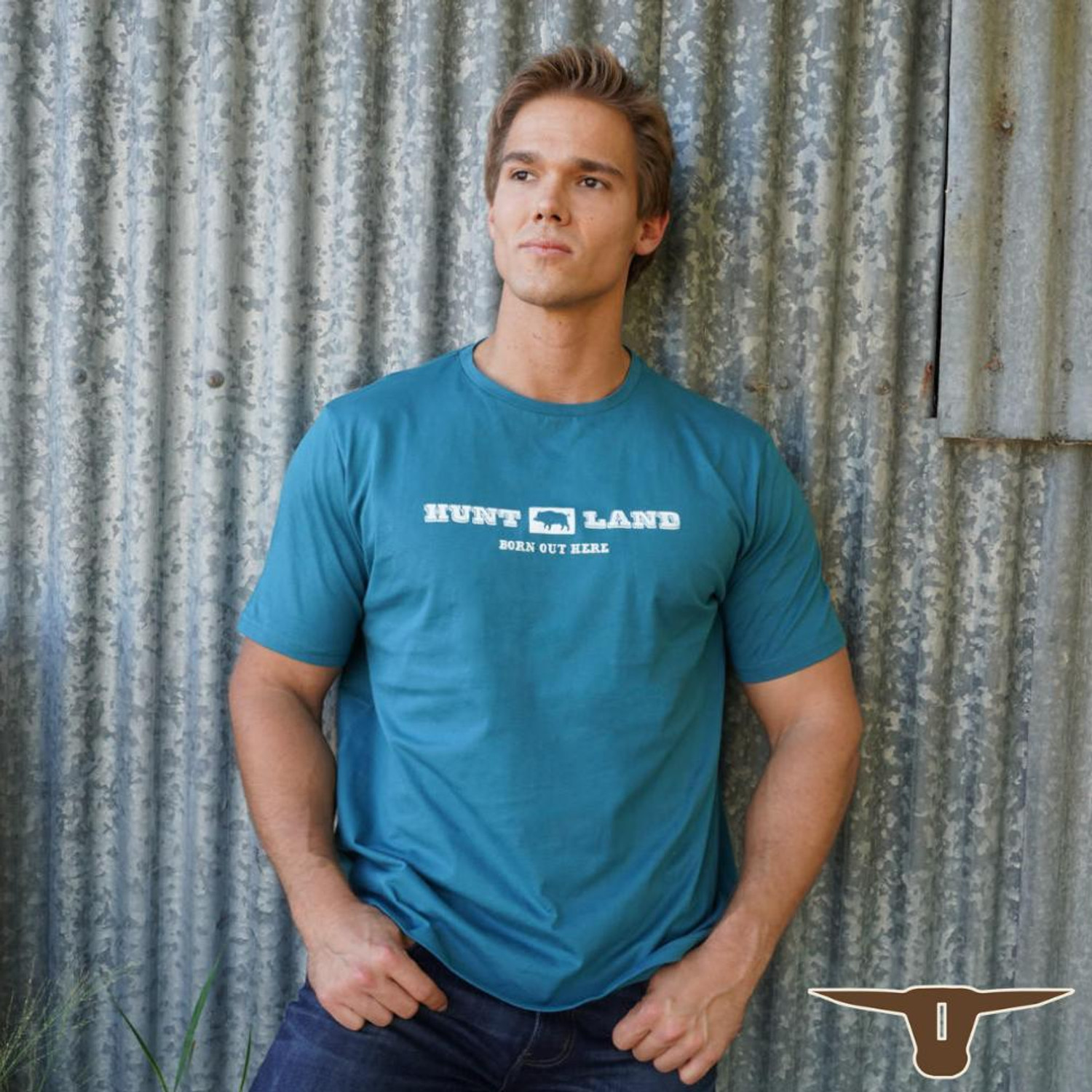  Born Out Here BMPT5 Hunt Land T-Shirt in Petrol (Buy 4 or more for $39.95 each) 