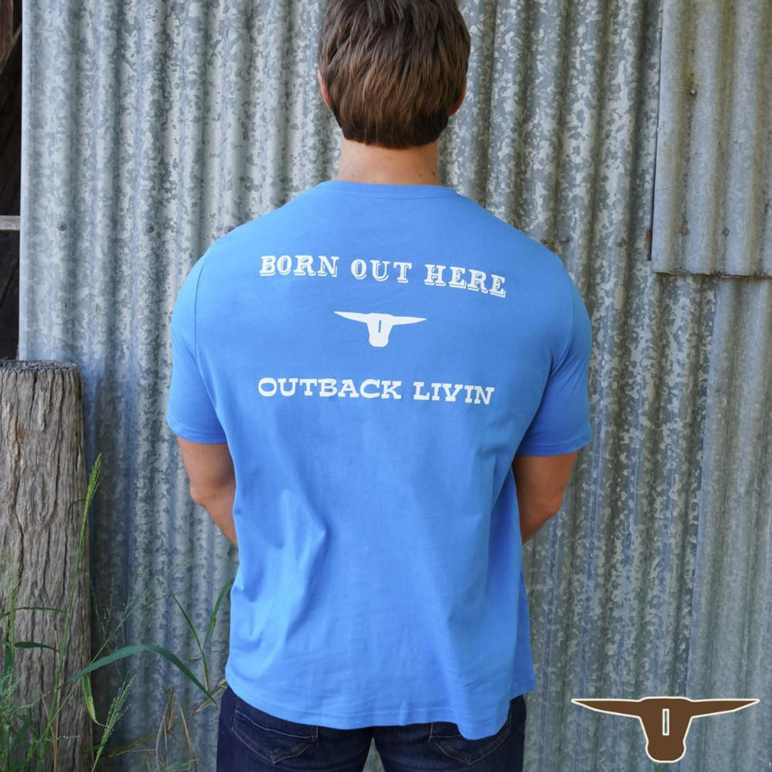  Born Out Here BMPT3 Verandah T-Shirt in Cobalt (Buy 4 or more for $39.95 each) 