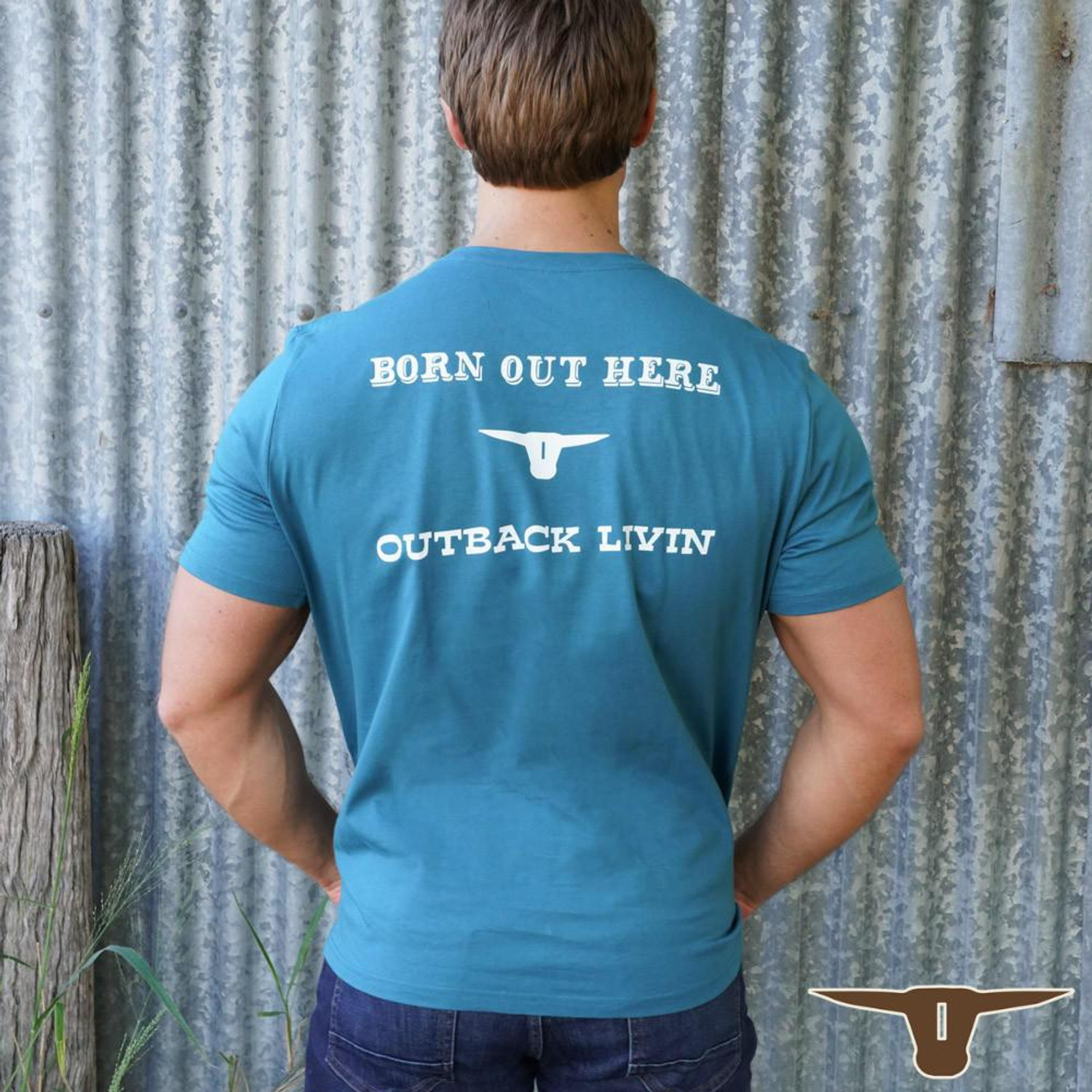  Born Out Here BMPT3 Verandah T-Shirt in Petrol (Buy 4 or more for $39.95 each) 