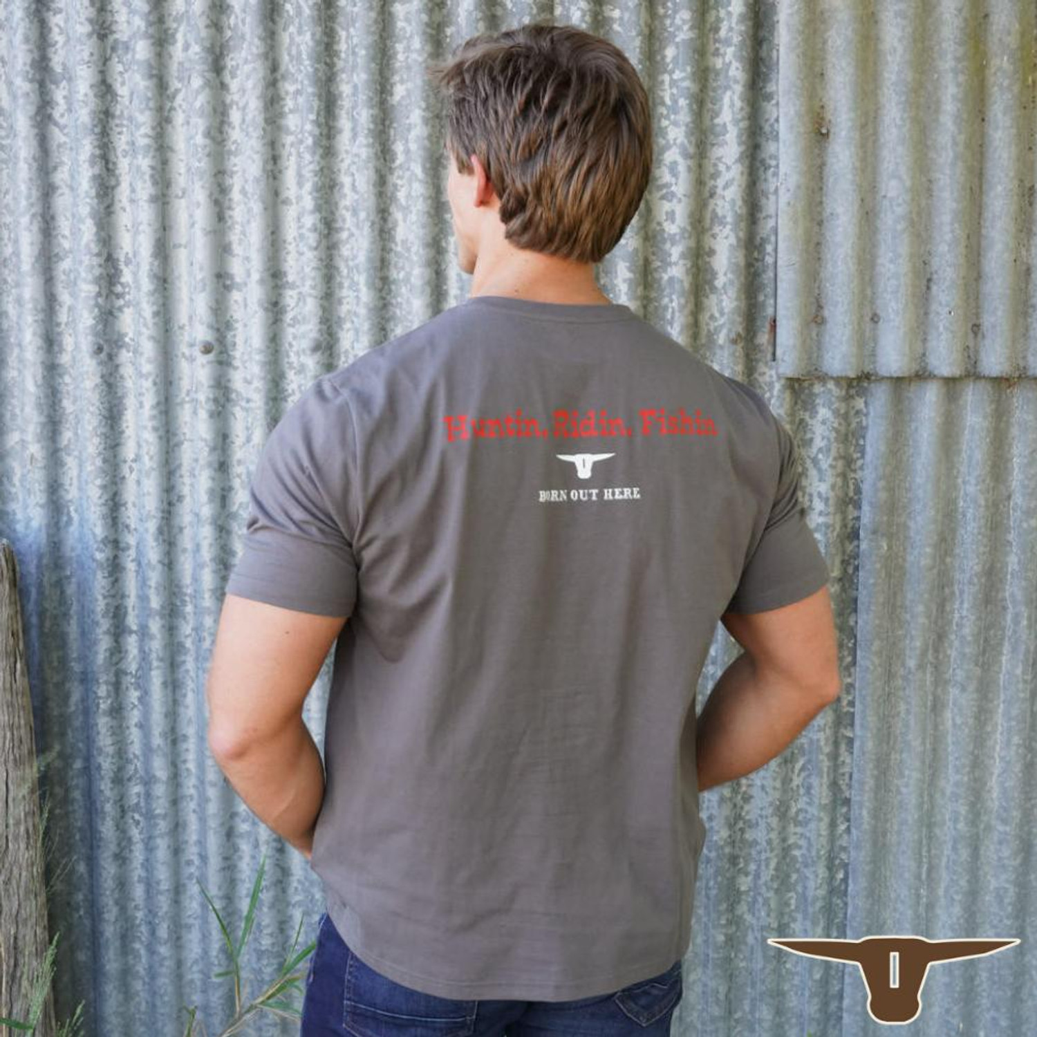  Born Out Here BMPT10 Huntin T-Shirt in Coffee (Buy 4 or more for $39.95 each) 