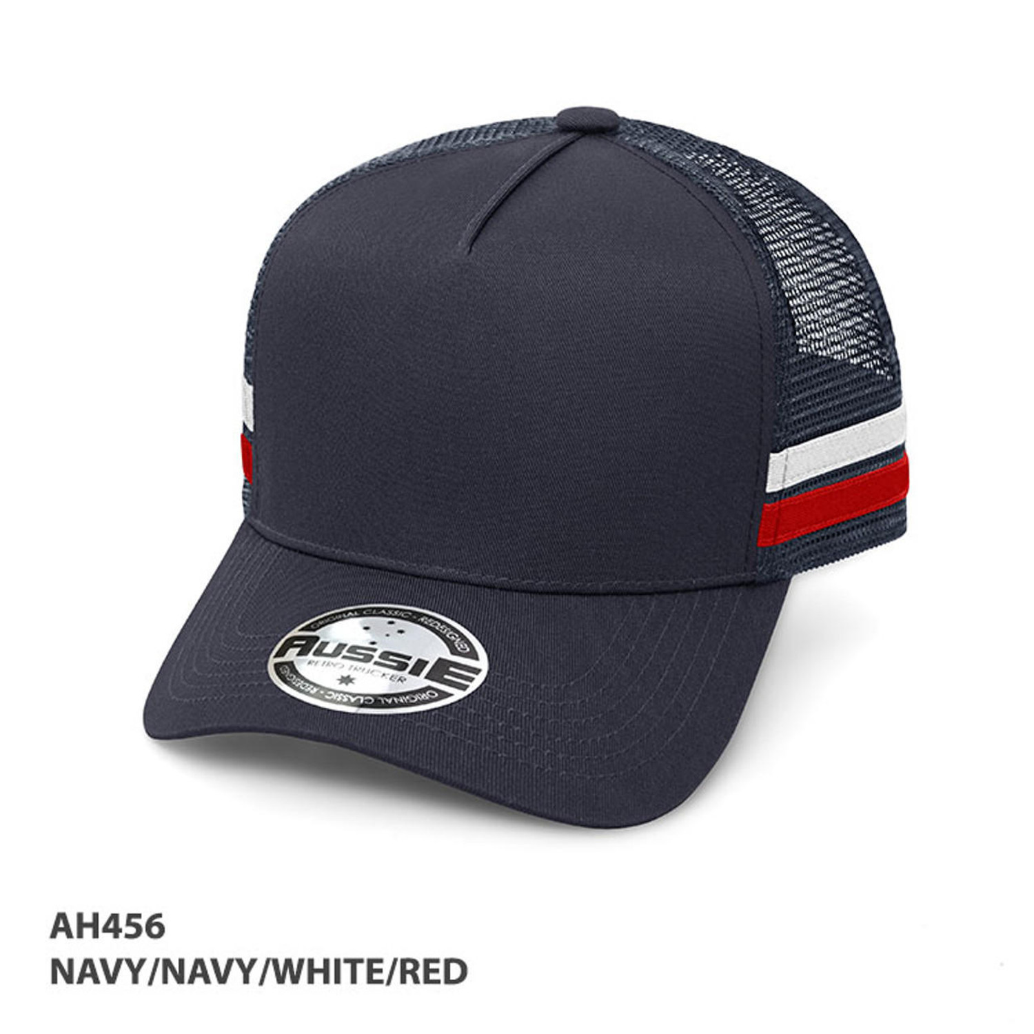  FREE EMBROIDERY - Trucker Cap in Navy/White/Red (Buy 20+) 