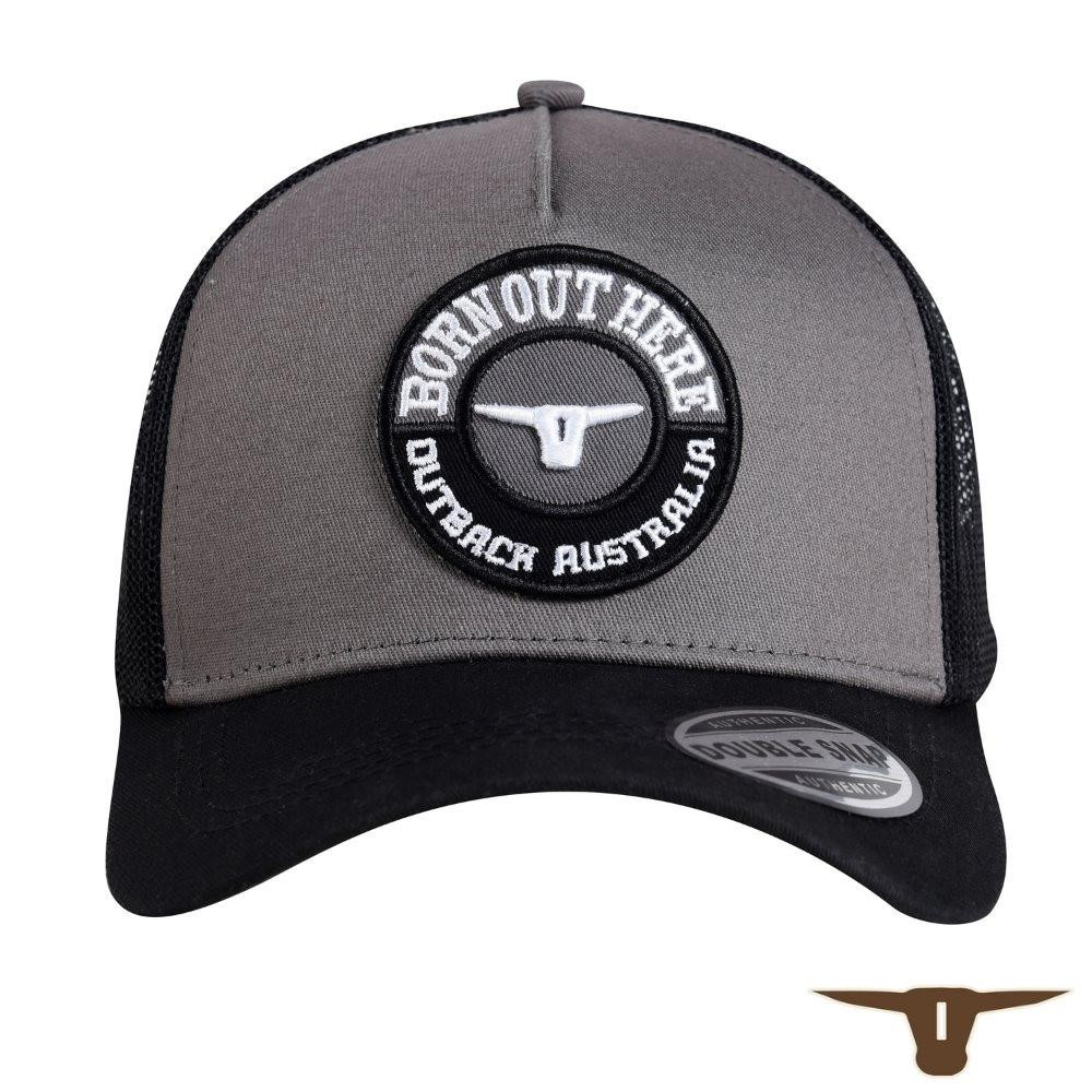  Born Out Here Original Trucker Cap in Charcoal/Black 