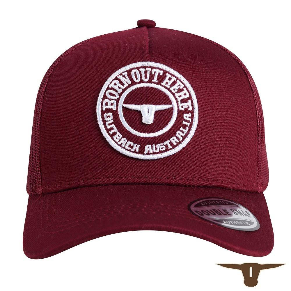  Born Out Here Original Trucker Cap in Claret 