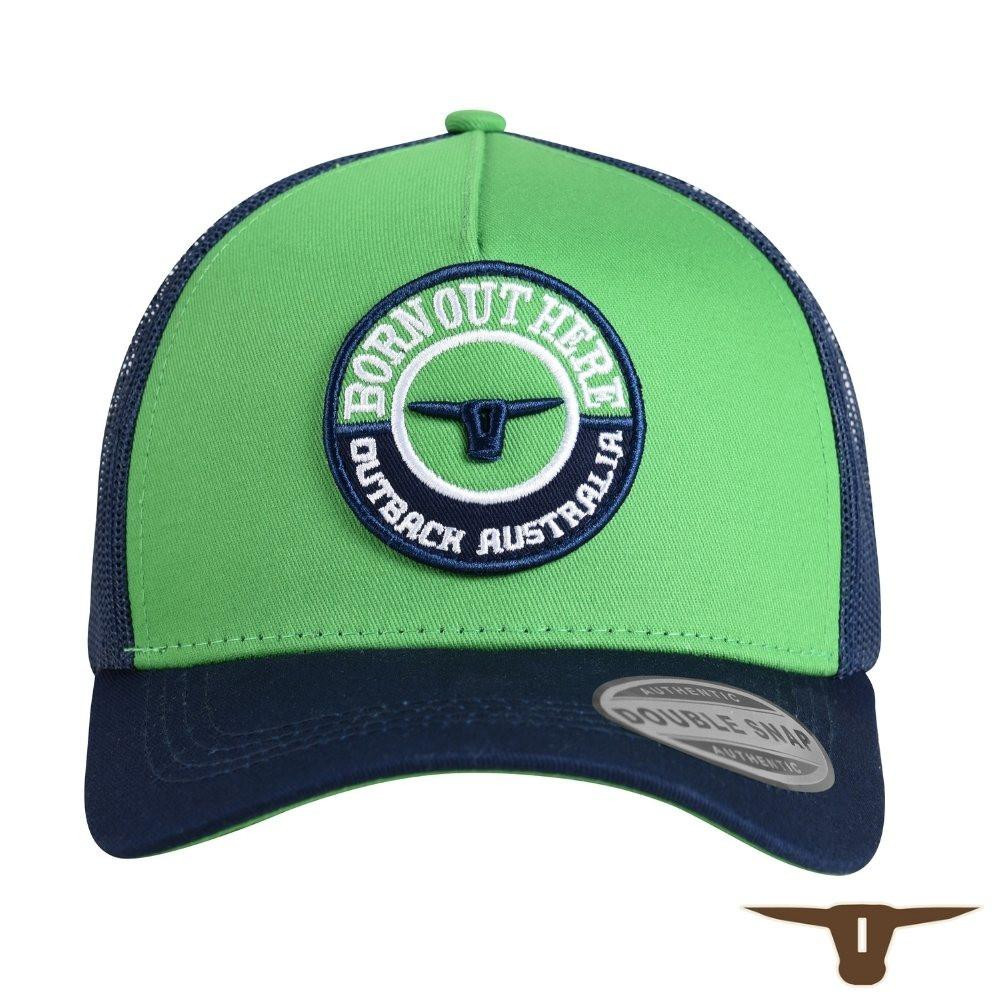  Born Out Here Original Trucker Cap in Apple/Navy 