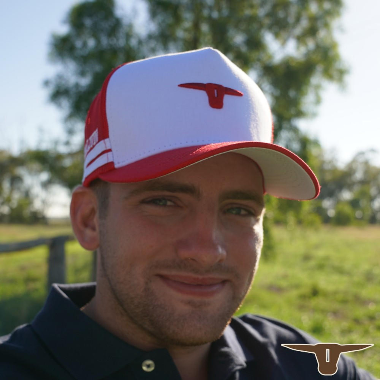  Born Out Here Big Trucker Cap With 3D Logo in White/Red 