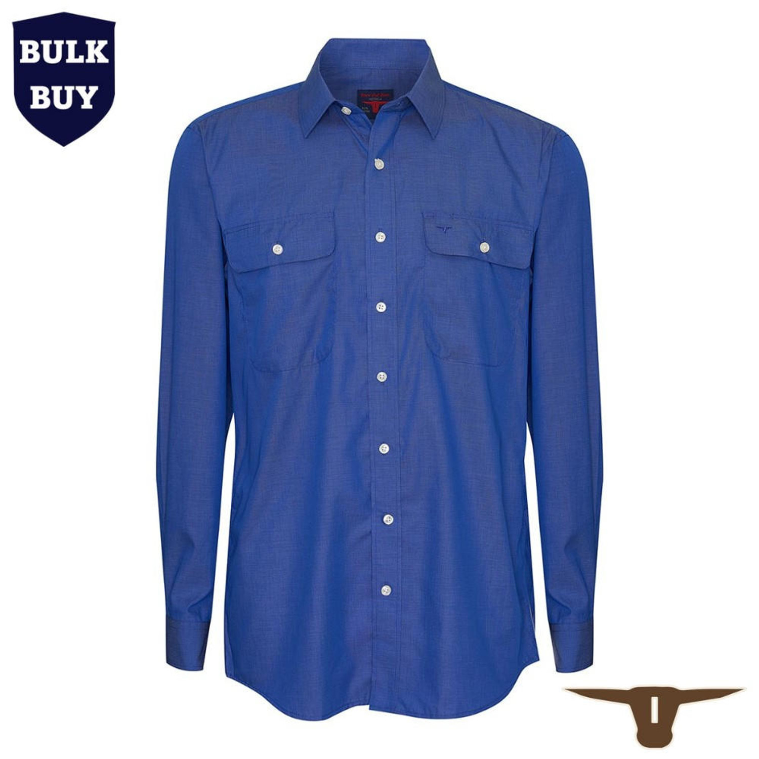  Born Out Here Mens Long Sleeve Open Front Shirt in Royal (Bulk Deal Buy 4+ for $89.95 each) 