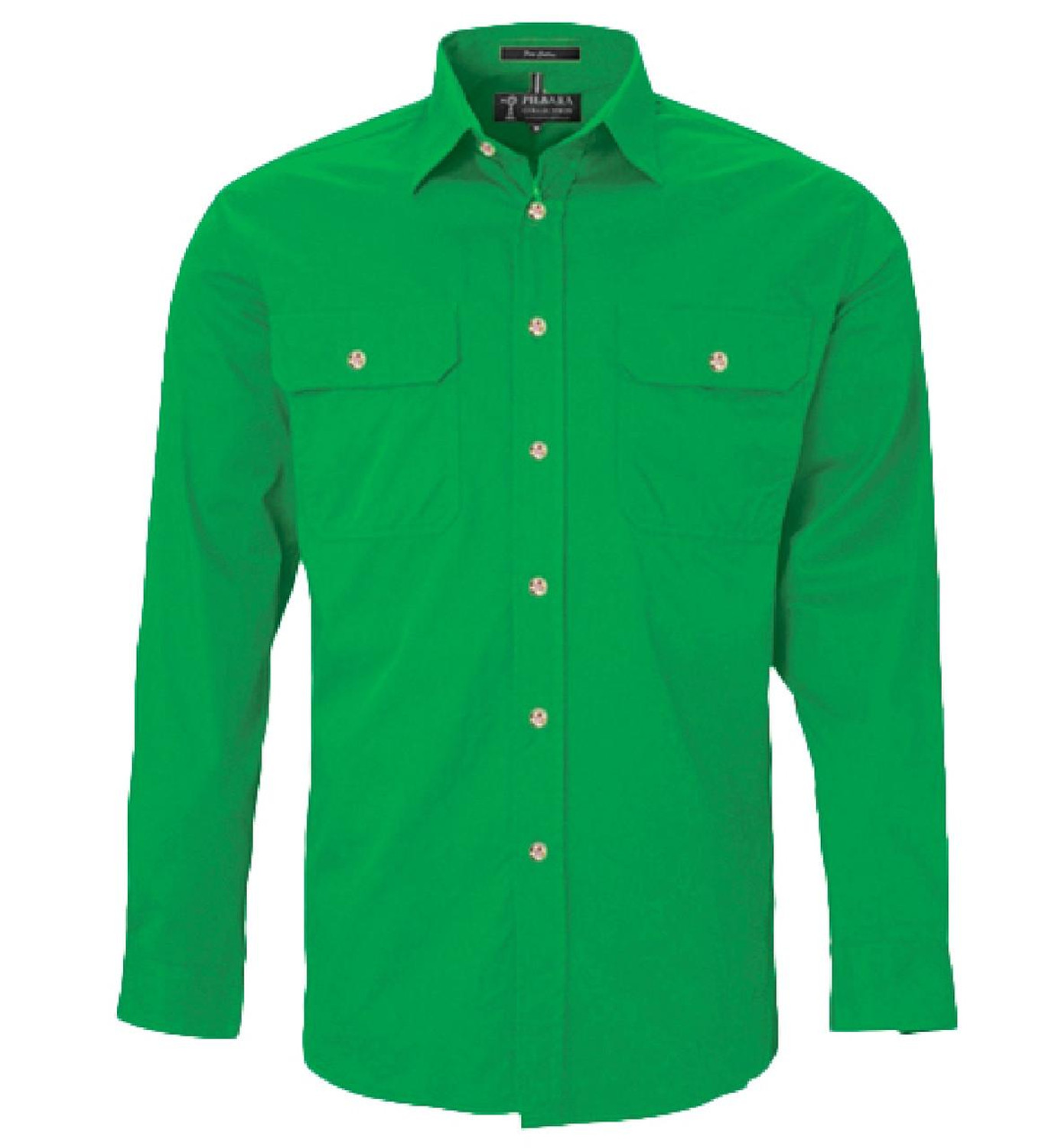  Ritemate RM500BT Pilbara Men's Open Front Shirt Kelly Green (Bulk Buy Deal - Buy 4+ Save $20+) 