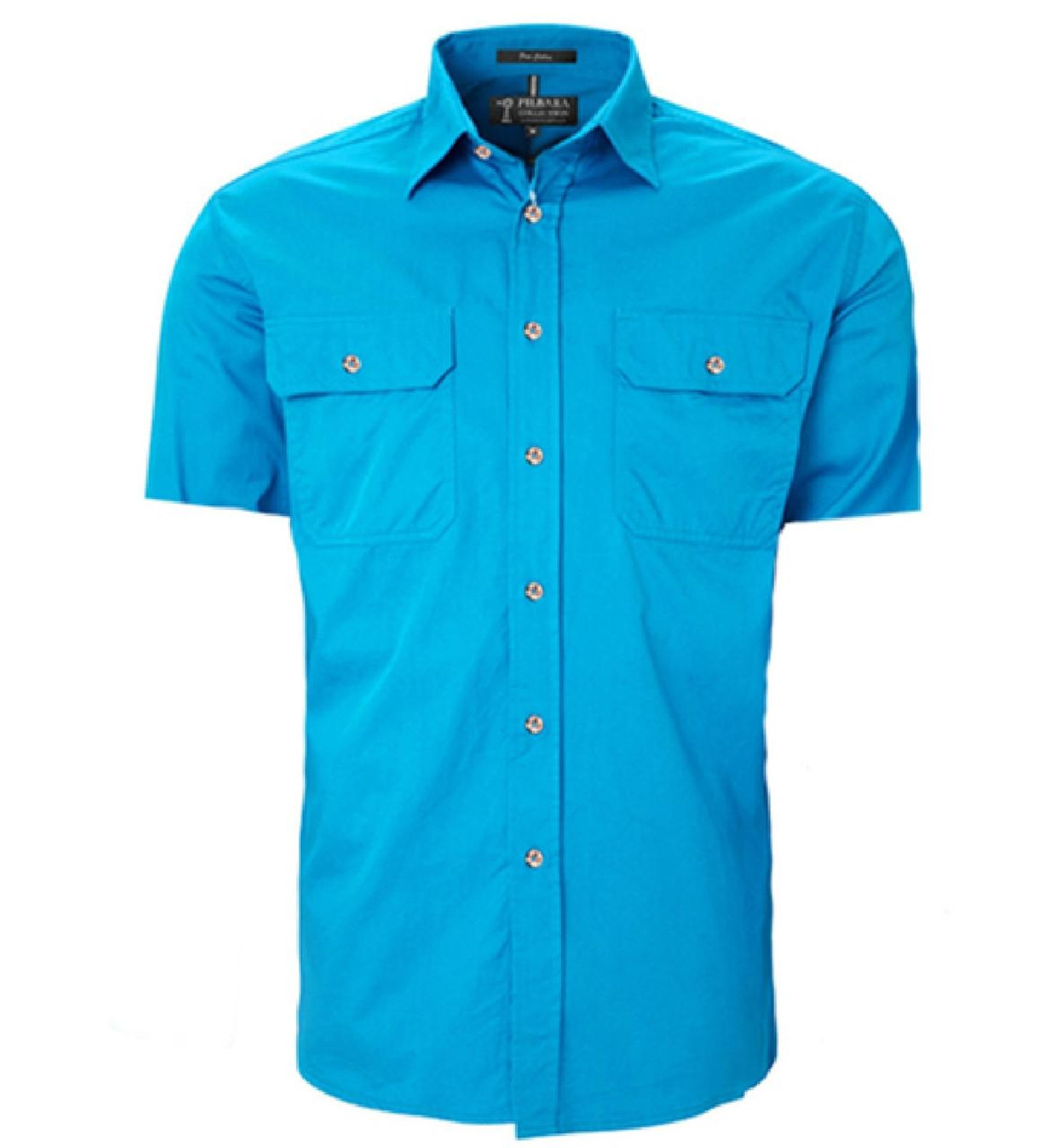  Ritemate RM500BTS Pilbara Men's Open Front Short Sleeve Shirt in Azure (Bulk Buy Deal - Buy 4+ Save $20+) 