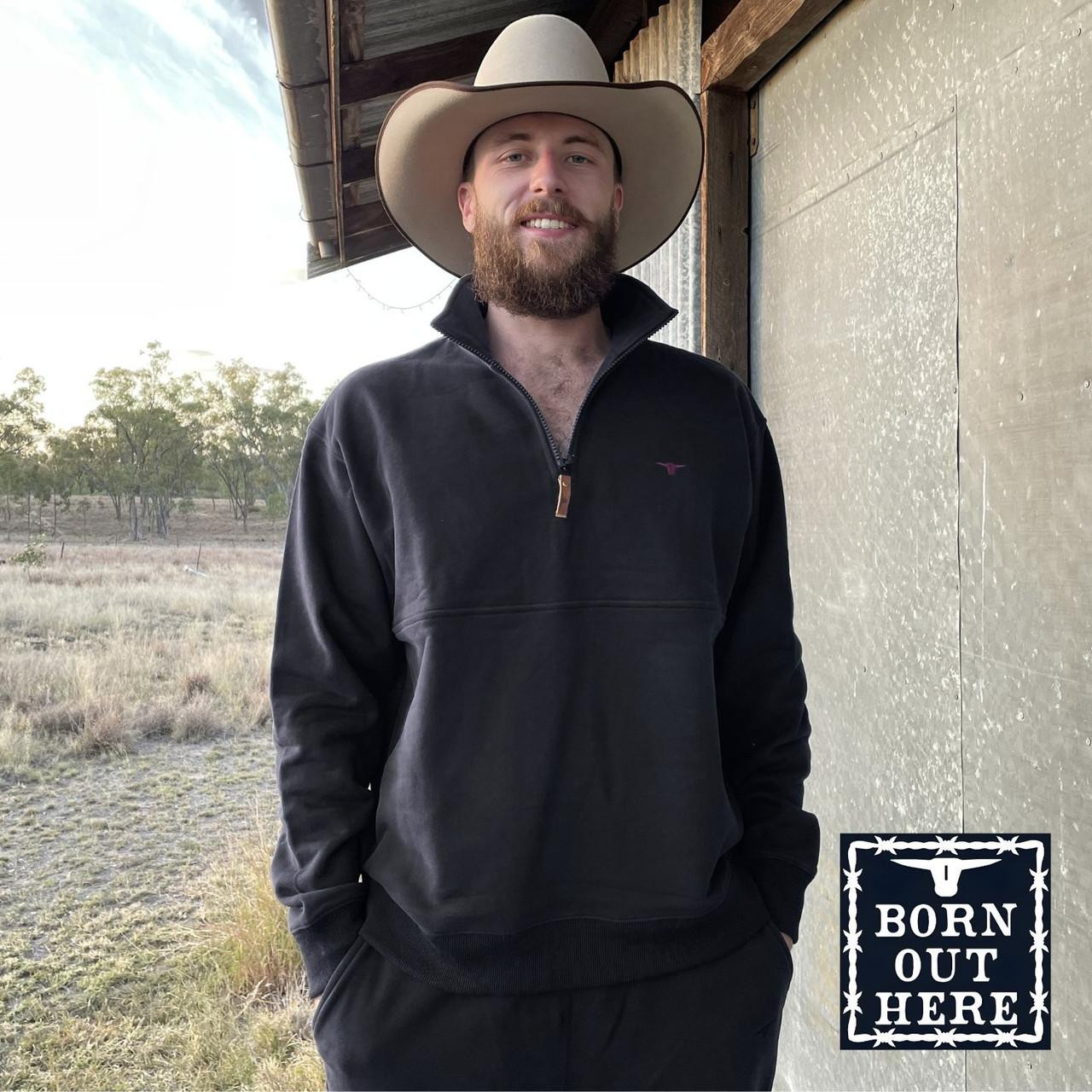  Born Out Here Long Sleeve 1/4 Zip Quality Fleece BF606 in Black (Buy 4 Save $10 Each) 