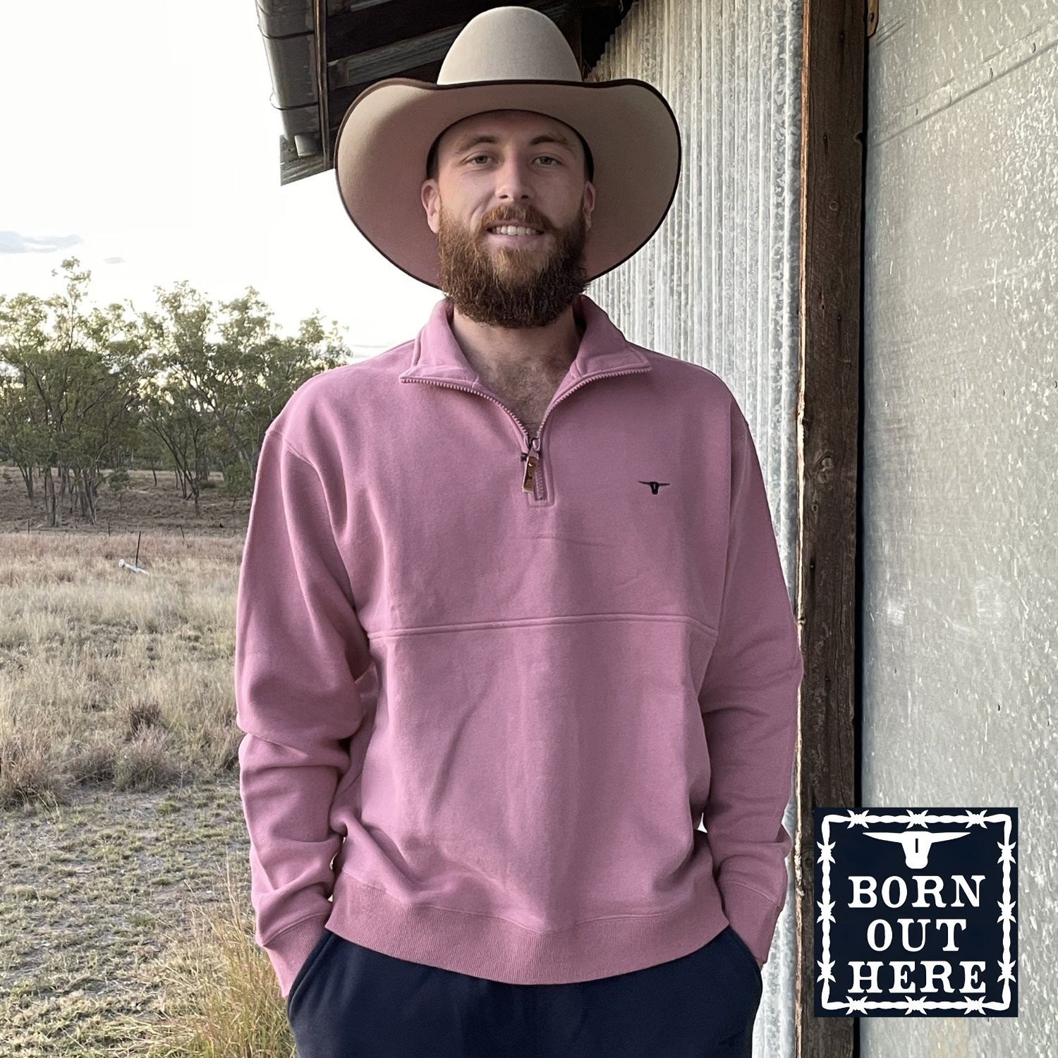 Born Out Here 1/4 Zip Quality Fleece BF606 in Fairy Floss (Buy 4 Save $10 Each)