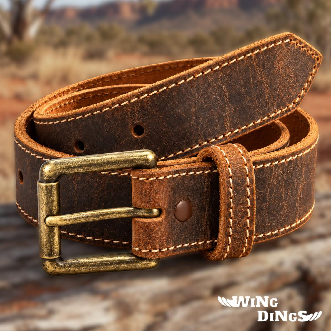  WingDings American Made Premium Distressed Leather Belt 
