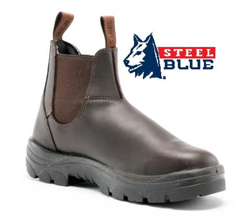 Steel Blue Hobart Elastic Side Steel Toe Boots in Winter Brown 312101
