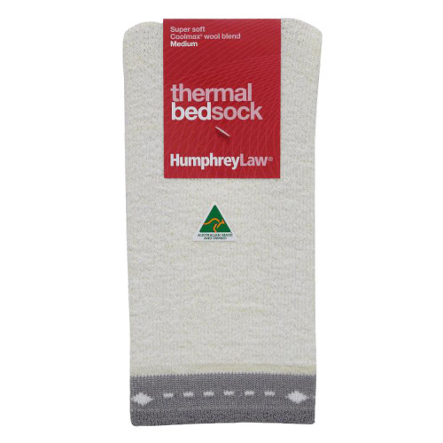 Humphrey Law 28B Super Soft Thermal Bed Socks in Silver and White Bulk Buy Deal, Buy 4 or more for dollar24.95 per pair