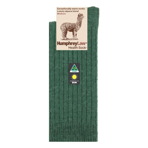 Humphrey Law 01C Alpaca Health Socks in Hunter Green Bulk Buy Deal, Buy 4 or more for dollar34.95 per pair