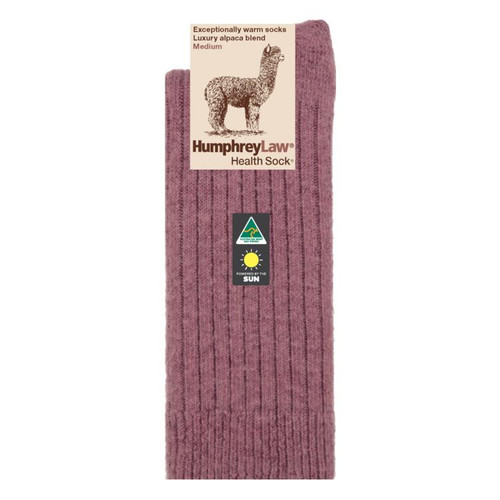 Humphrey Law 01C Alpaca Health Socks in Old Rose Bulk Buy Deal, Buy 4 or more for dollar34.95 per pair