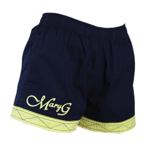 Mary G Ladies Old School Panel Shorts in French Navy-Lemon