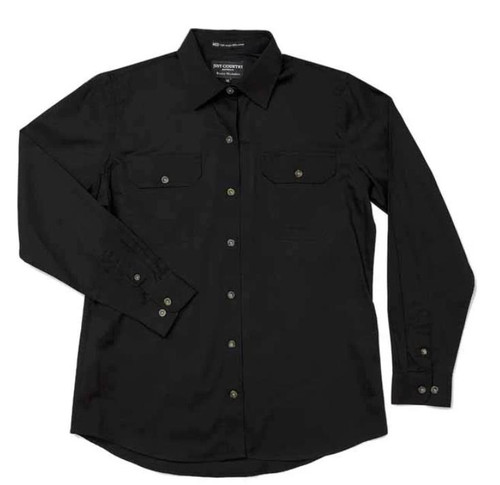 Just Country 50502 Ladies Brooke Longsleeve Open Front Workshirt in Black Bulk Buy Deal, Buy 4 or more Just Country Shirts for dollar34.95 Each