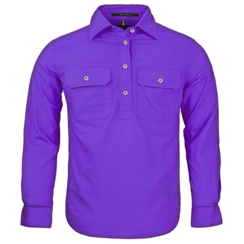 Ritemate RM400CF Pilbara Kids closed front shirt Purple Bulk Deal, Buy 4 or more RM400CF Shirts for dollar39.95 Each