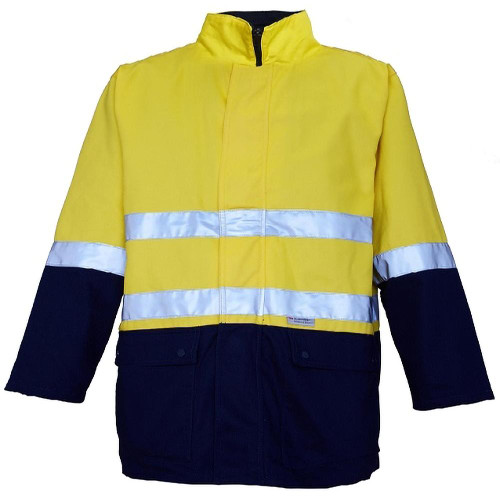 Ritemate RM73N1R Hi Vis 4 in 1 Two Tone Jacket with Reflective Tape in Yellow/Navy Bulk Buy Deal, Buy 4 or more RM73N1R Jackets for dollar204.95 Each