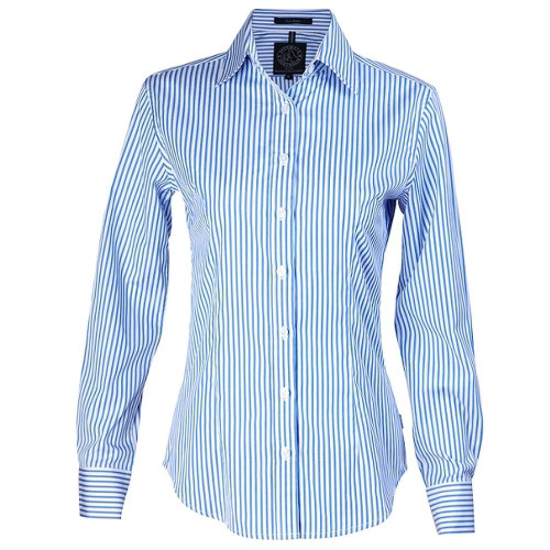 Ritemate RMPC013 Ladies Longsleeve Shirt Blue/White Bulk Deal, Buy 4 for dollar64.95 Each