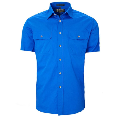 Ritemate RM500BTS Pilbara Mens Open Front Short Sleeve Shirt in Cobalt Bulk Deal, Buy 4 for dollar44.95 Each