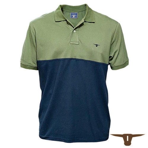 Born Out Here BMP4001 S-11XL Mens Short Sleeve 2 Tone Polo Shirt in Bracken/Navy (Bulk Deal, Buy 4+ for $69.95 each)