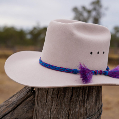 Akubra Filly in Sand - Hatband Blue/Pink
