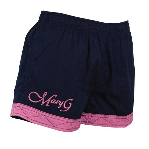 Mary G Ladies Old School Panel Shorts in French Navy-Blush